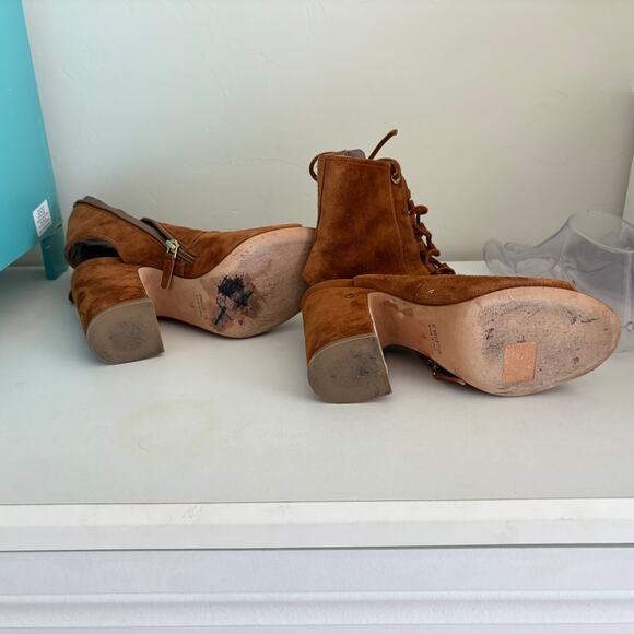 Laurence Dacade Couture Paris Suede LaceUp Bootie Block Heel - Picture 12 of 15